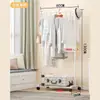Perchero de Pie, Colgador de Ropa Multifuncional, Estante de Almacenamiento de Ropa para Dormitorio, Perchero para Casa de Alquiler, Estante Móvil Doble Barra Transfronterizo