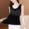 Moda Nueva Caliente Camisola de Pedrería Traje de Verano para Mujer con Alta Elasticidad Talla Grande Parte de Abajo Sin Mangas Top Adelgazante