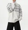 Suéter cárdigan jacquard Fair Isle retro americano unisex otoño holgado casual estilo perezoso cálido