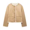 Ropa de Mujer Nueva Primavera 2026 AliExpress Transfronteriza Chaqueta Abrigo de Doble Cara Decorada con Botones Dorados de Temperamento 8372305