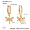 Pendientes de Libélula Omaca Estilo Lujo Accesible Europeo y Americano Microincrustados con Circonita y Diamantes Pendientes Clip para Hélice Geométrica de Nicho Pendientes para Mujer