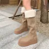 Botas de Neve Espessas de Uso Duplo para Mulheres, Novo Estilo Inverno 2026, Sola Grossa, Forradas com Lã, Botas Longas Quentes para Montaria
