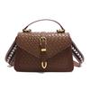 Bolso Bandolera de Hombro Único para Mujer 2025 Nuevo, Moderno y a la Moda, Color en Contraste con Costuras, Bolso Cuadrado Pequeño Tejido Retro, Bolso de Mano con Textura