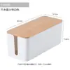 Caixa de Fios Criativa Simples para Mesa com Tampa de Madeira de Bambu Caixa de Fios Placa de Patch Caixa de Armazenamento Caixa de Armazenamento para Fios e Carregadores