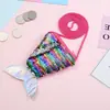 Porta-moedas Lantejoula Cauda de Peixe com Cordão, Carteira Pequena, Bolsa Transversal Infantil, Porta-moedas Lantejoula Bicolor para Meninas