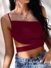 Moda Europeia e Americana Transfronteiriça Temperamento Sexy Garota Hot Cor Sólida Simples Slim Vazado Alça Única Suspensório Roupas Femininas