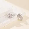 Brincos Minimalistas de Flor de Rosa para Mulheres, Design de Coração Estilo Ins, Brincos de Cobre com Zircônia de Luxo Leve, Moda de Verão de Nicho