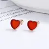 Clavo de Oreja de Hilo de Ágata Roja para Mujer Plata de Ley 925 Nuevo 2022 Forma de Corazón Clavo de Hélice de Oreja Joyería de Oreja Simple Versátil