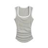 Chaleco de Rayas Sexy para Mujer con Escote Amplio que Cubre el Pecho, Estilo Europeo y Americano, Verano, Elástico, Sin Mangas, Chaleco Interior para Llevar Debajo