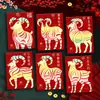 2027 Año del Cordero Sobre Rojo Creativo Brillo Mate Dibujo Animado Zodiaco Cien Yuan Mil Yuanes Sobre de Dinero de la Suerte para Año Nuevo