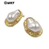 Mpe172 Exquisitos Pendientes de Latón con Perlas Artificiales Grandes para el Trabajo Diario de Niñas con Pendientes Retro Formales