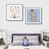 Cara Sonriente Ama Leer Dormitorio Mesita de Noche Pintura Decorativa Curativa Dibujo Animado Habitación Infantil Pintura de Pared Habitación Niño Niña Pintura Colgante