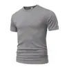 Camiseta de verano para hombre de manga corta, secado rápido, seda de hielo, color burdeos, lisa, cuello redondo, casual, media manga, impresa