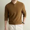 Moletom masculino em lã Tencel, estilo old-money, gola alta, nova coleção outono/inverno 2026, espessado e quente, camiseta de manga longa para usar como base para homens