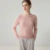 Suéter 100% cachemira pura para mujer, otoño e invierno, cuello redondo plano, tejido sin costuras, top base ajustado