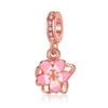 Pulseira de Presente para o Dia dos Namorados DIY Pingente de Flor Cerejeira Pulseira de Corda Trançada Estilo Doce Pingente Joia