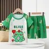 Traje de Manga Corta para Niños Delgado Verano Bebé Niño Ropa para el Hogar Ropa Pijamas para Niñas Ropa Ropa para Niños Venta al por Mayor