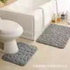 Alfombrilla de suelo de forro polar de coral en relieve para baño, inodoro, juego de 3 piezas en forma de U, absorbente de agua, secado rápido, alfombra antideslizante