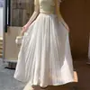 Saia Midi Plissada Evasê Feminina, Novo Estilo Verão 2026, Cintura Alta, Emagrecimento, Fluida, Saia Longa Evasê, Saia Evasê