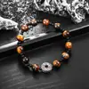 Pulseira de Contas de Pedra Olho de Tigre Amarelo para Homens, Fashion e Versátil, Toque de Luxo Leve e Sofisticado, Acessório Simples e Moderno para Mulheres