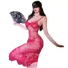 Lencería Sexy Morada Camisón con Liguero Conjunto para Mujer Uniforme Sexy de Encaje Tentación Deseo Puro Atuendo Transparente para Mujeres Casadas
