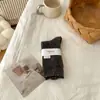 Calcetines de Lana para Mujer para Otoño e Invierno, de Punto Doble, Color Sólido, Cálidos, de Caña Media, con Rayas Finas, Estilo Universitario, Japoneses, Espesados, Calcetines Anchos de Zhejiang