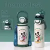 Termo Disney para Niños Niñas Niños Estudiantes Taza con Popote Botella de Agua Acero Inoxidable 316 Preescolar Elsa