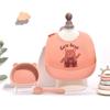 Juego de vajilla para bebé babero de silicona cuchara tazón para suplemento alimenticio impermeable antisuciedad babero para comida cuchara de silicona tazón de dibujos animados