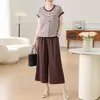Nueva Blusa de Verano Estilo Chino para Mamá 2026 Nuevo Modelo Moda para Personas de Mediana Edad Casual Manga Corta Corte Ajustado Conjunto Versátil
