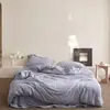 Luxo Leve, Ritmo Lento, Preguiçoso Estilo B&B Cor Pura Algodão e Linho Tingido em Fio Jogo de Cama Quatro Peças Capa de Edredom Respirável Lençóis