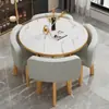 Mesa Redonda y Sillas Redondas Pequeñas Modernas Populares para Recepción, Negociación, Cafetería de Té con Leche, Oficina de Ventas, Hogar