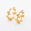 Pendientes de Acero de Titanio Estilo Ins Espigas Flores Hojas Pendientes Pendientes Pendientes de Acero Inoxidable Oro 8K Pendientes de Gama Alta para Mujeres