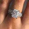 Fabricante Cao Shi Atacado Aliexpress Anel Conjunto de Três Peças Casamento Noivado Ocasiões Usar Joias Elegante Estilo de Luxo