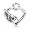 Set de 11 piezas de colgantes serie alas de corazón plateadas, dijes vintage de aleación para manualidades, para pulseras, llaveros y accesorios