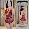 Pijama transparente com alça de renda, costas cruzadas, macacão sexy, justo, plus size, roupa íntima sexy Zone 1117