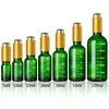 Botella gotero de 30 ml con punta de goma para dispensar aceite esencial, botella gotero con veta de madera, botella de vidrio verde de 15 ml con gotero de escala serigrafiado