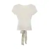 Camiseta de Verano Transfronteriza de Lana Sintética con Textura de Corteza Espalda Descubierta con Cordones Elegante Ajustada de Manga Corta para Mujer Top Corto