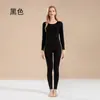Conjunto de Algodón Puro para Mujer de Color Sólido Ropa de Otoño y Pantalones Capa Base Suéter 100% Algodón Chica Estudiante Ropa Interior Térmica Delgada Otoño e Invierno