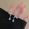 Pendientes de Mariposa de Cristal Estilo Caperucita Roja Pequeños de Alto Valor de Color Pendientes de Pin de Plata de Celebridad de Internet Pendientes Elegantes de Moda para Todo