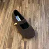 Sapatos Peludos Retrô de Bico Redondo com Solado Macio e Forro de Pelúcia, Sapatos Mary Jane para Mulheres, Estilo Floresta de Lã para Outono e Inverno Sapatos Birkenstock que Aumentam a Altura