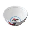 Cerámica de bajo vidriado, estilo vintage, porcelana nostálgica azul y blanca, cuenco con forma de gallo, cuenco para arroz, plato, plato hondo, plato de servir, juego de cuchara y cubiertos