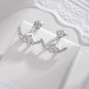Aretes Doble Estrella Corea del Sur Mismo Estilo Francés Aretes de Alto Sentido Aguja de Plata Esterlina S925 Amor Aprendizaje Forzado Aretes de Zirconia