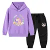 2023 Primavera y otoño nueva ropa infantil transfronteriza suéter con capucha para niños pantalones conjunto de dos piezas traje de manga larga de algodón para bebé