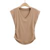 Camiseta feminina Pure Desire Style com decote em V e manga curta, estilo verão, nova, Sweet Cool Spice Girls, slim fit, plissada, slim look casual