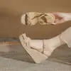 Sandálias Anabela Jingang Shoes Mj90116 para Mulheres 2026 Novo Modelo com Solado Grosso, Biqueira Aberta, Corda de Cânhamo, Salto Alto, Sapatos Femininos com Solado Grosso