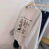 Moletom fino de outono estilo retrô americano, modelagem solta, plus size, gola redonda, para mulheres, projetado para afinar a silhueta e cobrir a barriga, uma peça de outer wear casual
