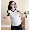 Pantalones con tirantes para mujeres embarazadas 2024 Verano Nuevos Estilo coreano Reductores de edad Holgados Cubre abdomen de embarazada Pierna ancha Tirantes Camiseta adelgazante