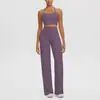 Conjunto de Yoga Casual Novo Transfronteiriço Tiras Finas à Prova de Impacto Esportivo Costas Bonitas Cintura Alta Levanta Bumbum Calças Longas de Perna Larga Roupas de Yoga Femininas