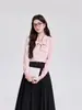 Camisa de Manga Larga con Escote en V y Lazo Traje de Dos Piezas Falda y Camisa para Mujer Ropa Nueva de Otoño e Invierno Entrevista Examen de Admisión de Posgrado Ropa de Re-Examen