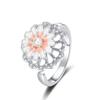 Anillo Giratorio de Margarita Europeo y Americano Más Vendido Transfronterizo para Mujeres, Moderno y Versátil, Anillo Abierto para Dedo Índice de Flor con Goteo de Aceite Giratorio